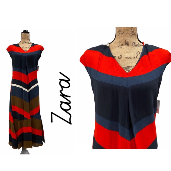 Zara Dresses & Skirts - 🆕 NWT Zara Chevron Striped Maxi Dress